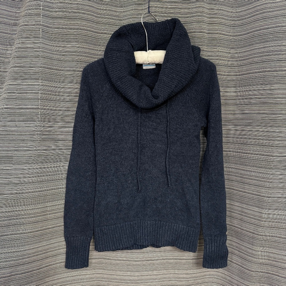 Columbia Cotton/Wool Blend Ragan Sleeve Cowl Neck Sweater Dk Grey Size XS